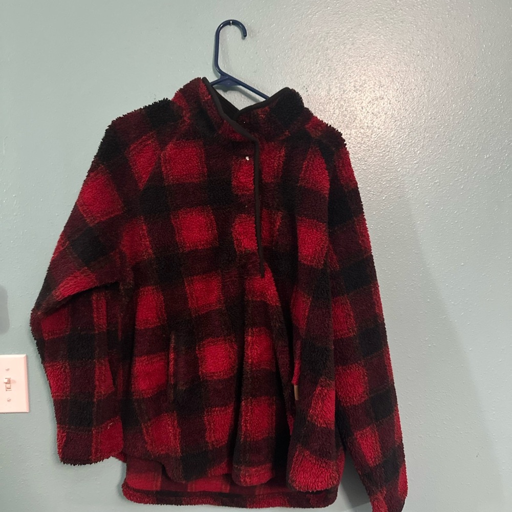 Cozy Red and Black Plaid Maurices Fleece